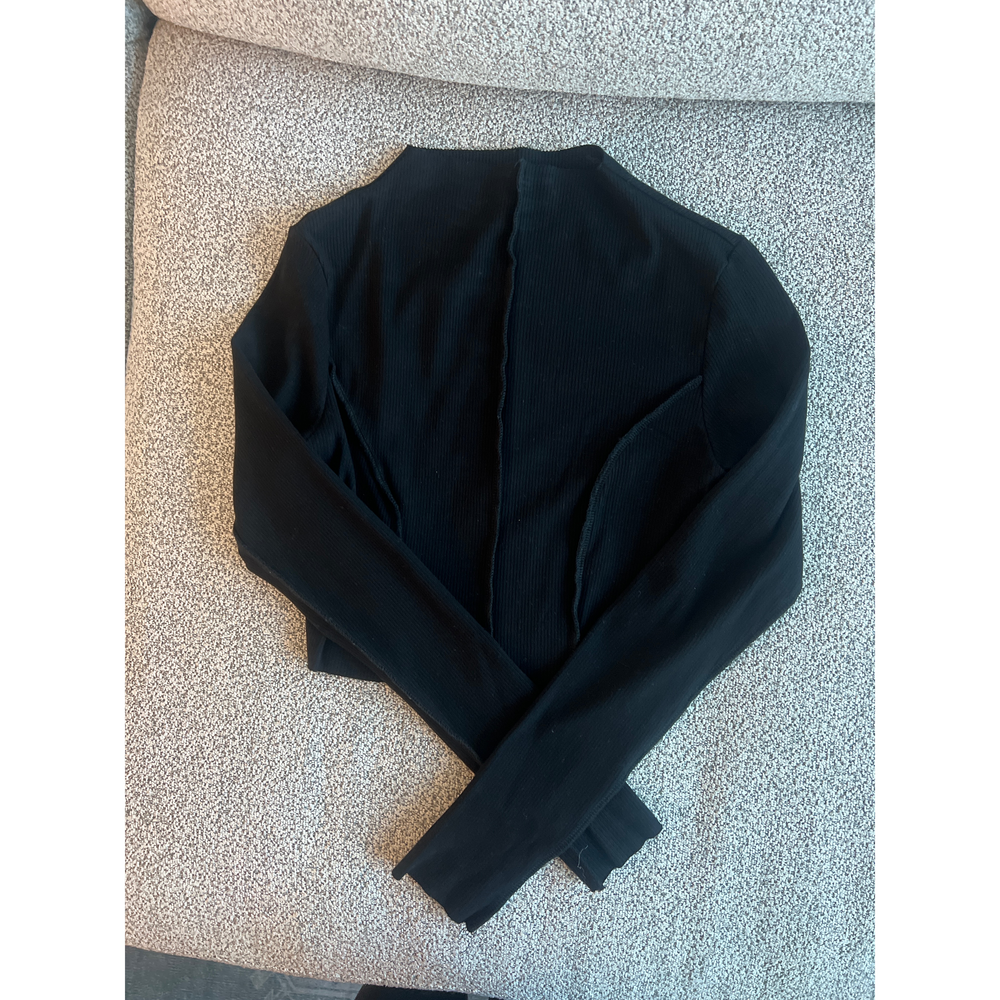 Naked Wardrobe Cropped ribbed black long sleeve top